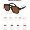 imageSOJOS Retro Trendy Polarized Aviator Sunglasses for Women Men Large Square Bold Pilot Shades SJ2385BlackBrown