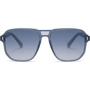 imageSOJOS Retro Polarized Hexagonal Aviator Sunglasses Womens Mens Trendy Rectangle UV400 Shades SJ2398BlackBlueBlue