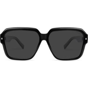 imageSOJOS Retro Polarized Hexagonal Aviator Sunglasses Womens Mens Trendy Rectangle UV400 Shades SJ2398BlackGrey