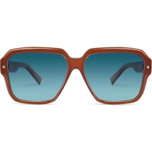 imageSOJOS Retro Polarized Hexagonal Aviator Sunglasses Womens Mens Trendy Rectangle UV400 Shades SJ2398BrownBlue