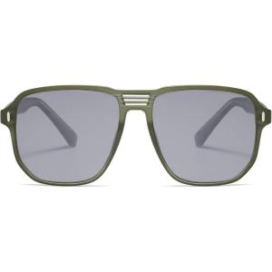 imageSOJOS Retro Polarized Hexagonal Aviator Sunglasses Womens Mens Trendy Rectangle UV400 Shades SJ2398GreenGrey