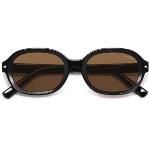 imageSOJOS Retro Vintage Oval Polarized Sunglasses Womens Mens 80s 90s Trendy Round Sunnies SJ2603BlackBrown