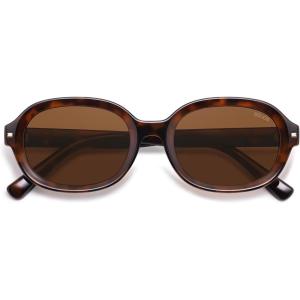 imageSOJOS Retro Vintage Oval Polarized Sunglasses Womens Mens 80s 90s Trendy Round Sunnies SJ2603Brown TortoiseBrown