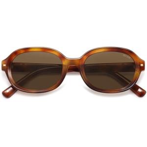 imageSOJOS Retro Vintage Oval Polarized Sunglasses Womens Mens 80s 90s Trendy Round Sunnies SJ2603Yellow TortoiseBrown