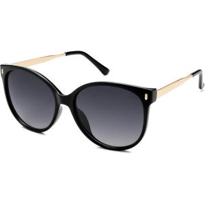 imageSOJOS Round Polarized Sunglasses for Women Men Oversized Trendy UV Protection ShadesBlackGrey