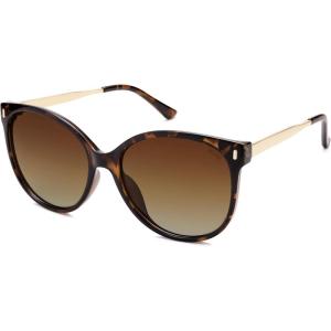 imageSOJOS Round Polarized Sunglasses for Women Men Oversized Trendy UV Protection ShadesBrownBrown