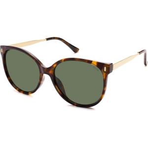 imageSOJOS Round Polarized Sunglasses for Women Men Oversized Trendy UV Protection ShadesBrownGreen