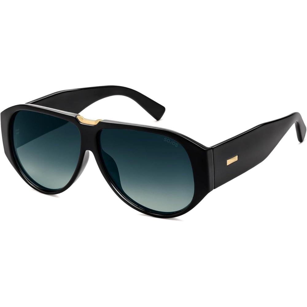 imageSOJOS Oversized Aviator Sunglasses Polarized Womens Mens Retro Trendy Vintage Big Square Shield SJ2392BlackBlue Grading