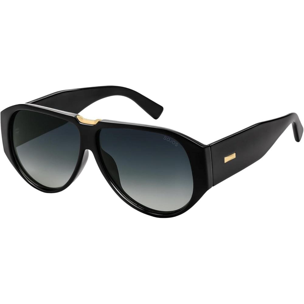 imageSOJOS Oversized Aviator Sunglasses Polarized Womens Mens Retro Trendy Vintage Big Square Shield SJ2392BlackGrey Grading