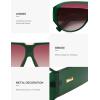 imageSOJOS Oversized Aviator Sunglasses Polarized Womens Mens Retro Trendy Vintage Big Square Shield SJ2392GreenPink Grading