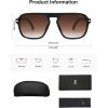 imageSOJOS Retro Aviator Polarized Sunglasses for Men Women Trendy Vintage Square Pilot Mens Shades SJ2370Black Frame Brown Grading Lens
