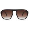 imageSOJOS Retro Aviator Polarized Sunglasses for Men Women Trendy Vintage Square Pilot Mens Shades SJ2370Black Frame Brown Grading Lens