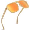 imageSOJOS Retro Aviator Polarized Sunglasses for Men Women Trendy Vintage Square Pilot Mens Shades SJ2370Yellow Frame Orange Lens