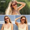 imageSOJOS Retro Polarized Cat Eye Sunglasses for Women Narrow Vintage Shades Trendy Sunnies SJ2396Maroon Light Orange