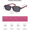 imageSOJOS Retro Rectangular Polarized Sunglasses Womens Mens 80s 90s Small Trendy Slim Narrow Square Sunnies SJ2610Dark RedGrey