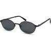 imageSOJOS Retro Trendy Oval Polarized Sunglasses Womens Mens 80s 90s Chic Small Round Metal Frame Sunnies SJ1260Matt BlackGrey