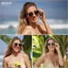 imageSOJOS Trendy Oval Polarized Sunglasses for Women Men Retro Fashion Round Shades SJ1255SilverRed