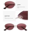 imageSOJOS Trendy Oval Polarized Sunglasses for Women Men Retro Fashion Round Shades SJ1255SilverRed