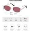 imageSOJOS Trendy Oval Polarized Sunglasses for Women Men Retro Fashion Round Shades SJ1255SilverRed