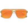 imageSOJOS Retro Aviator Polarized Sunglasses for Men Women Trendy Vintage Square Pilot Mens Shades SJ2370Yellow Frame Orange Lens