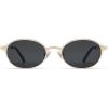 imageSOJOS Retro Trendy Oval Polarized Sunglasses Womens Mens 80s 90s Chic Small Round Metal Frame Sunnies SJ1260GoldGrey