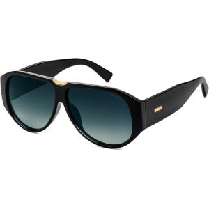 imageSOJOS Oversized Aviator Sunglasses Polarized Womens Mens Retro Trendy Vintage Big Square Shield SJ2392BlackBlue Grading