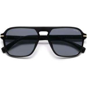 imageSOJOS Retro Aviator Polarized Sunglasses for Men Women Trendy Vintage Square Pilot Mens Shades SJ2370Black Frame Grey Lens