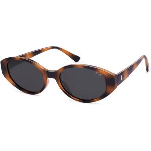 imageSOJOS Retro Oval Polarized Sunglasses for Women Chic Cat Eye Trendy Vintage Shades UV400 ProtectionBrownGrey