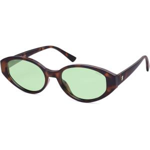 imageSOJOS Retro Oval Polarized Sunglasses for Women Chic Cat Eye Trendy Vintage Shades UV400 ProtectionBrownLight Green