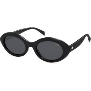 imageSOJOS Retro Oval Polarized Sunglasses for Women Trendy Sun Glasses Vintage Shades UV400 SJ2394Shiny Black  Grey