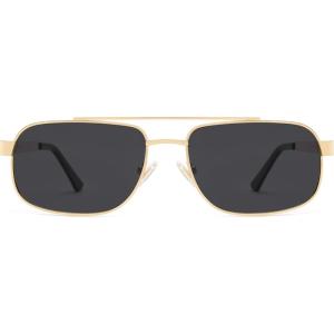 imageSOJOS Retro Polarized Aviator Sunglasses for Women Men Vintage Rectangle 70s Style Womens Mens Sun Glasses SJ1250GoldGrey