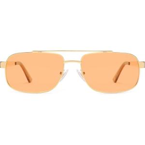 imageSOJOS Retro Polarized Aviator Sunglasses for Women Men Vintage Rectangle 70s Style Womens Mens Sun Glasses SJ1250GoldOrange