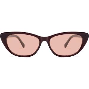 imageSOJOS Retro Polarized Cat Eye Sunglasses for Women Narrow Vintage Shades Trendy Sunnies SJ2396Maroon Light Orange