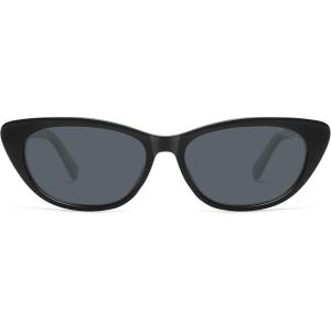 imageSOJOS Retro Polarized Cat Eye Sunglasses for Women Narrow Vintage Shades Trendy Sunnies SJ2396Shiny BlackGrey