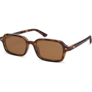 imageSOJOS Retro Rectangular Polarized Sunglasses Womens Mens 80s 90s Small Trendy Slim Narrow Square Sunnies SJ2610Brown TortoiseBrown