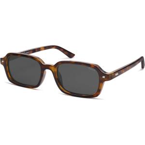 imageSOJOS Retro Rectangular Polarized Sunglasses Womens Mens 80s 90s Small Trendy Slim Narrow Square Sunnies SJ2610Brown TortoiseGrey