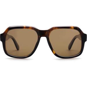 imageSOJOS Retro Square Polarized Sunglasses Womens Mens Chic Vintage Oversized Old Money Shades SJ2616Brown TortoiseBrown