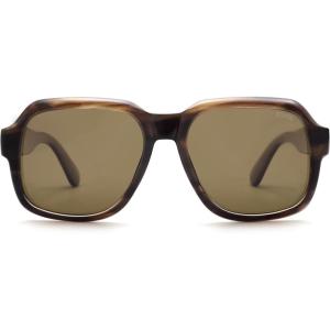 imageSOJOS Retro Square Polarized Sunglasses Womens Mens Chic Vintage Oversized Old Money Shades SJ2616Dark Green PatternCold Brown