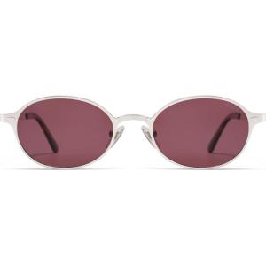 imageSOJOS Retro Trendy Oval Polarized Sunglasses Womens Mens 80s 90s Chic Small Round Metal Frame Sunnies SJ1260SilverRed
