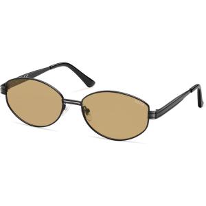 imageSOJOS Trendy Oval Polarized Sunglasses for Women Men Retro Fashion Round Shades SJ1255BlackLight Brown