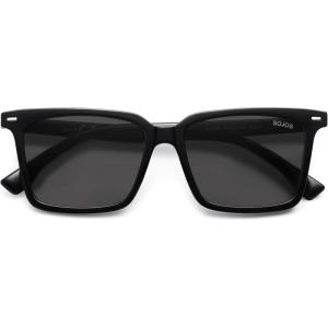 imageSOJOS Trendy Polarized Square Sunglasses Womens Men Retro Vintage 90s Sun Glasses SJ2387Black Frame Grey Lens