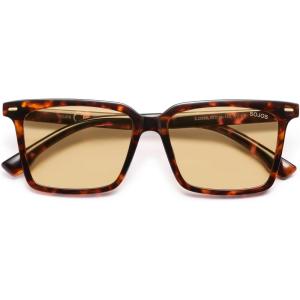 imageSOJOS Trendy Polarized Square Sunglasses Womens Men Retro Vintage 90s Sun Glasses SJ2387Red Tortoise Frame Light Brown Lens