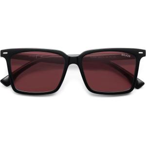 imageSOJOS Trendy Polarized Square Sunglasses Womens Men Retro Vintage 90s Sun Glasses SJ2387Tortoise Frame Red Lens