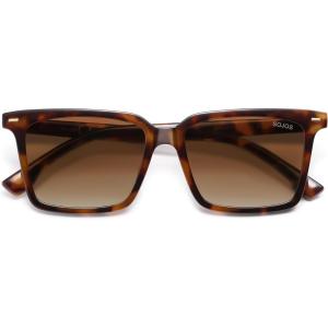 imageSOJOS Trendy Polarized Square Sunglasses Womens Men Retro Vintage 90s Sun Glasses SJ2387Yellow Tortoise Frame Browing Grading Lens