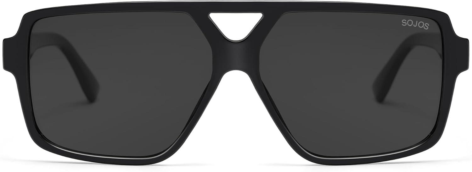 imageSOJOS Retro Oversized Square Polarized Sunglasses for Women and Men Vintage Shades Classic Large Sun Glasses SJ2618BlackGrey