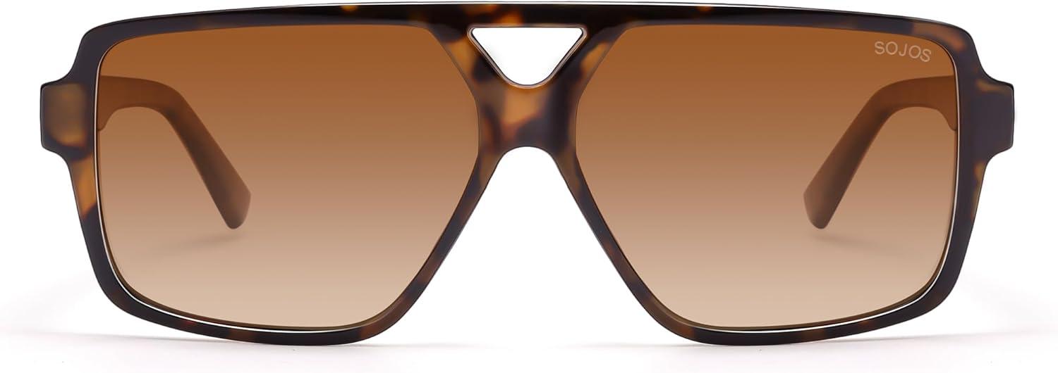 imageSOJOS Retro Oversized Square Polarized Sunglasses for Women and Men Vintage Shades Classic Large Sun Glasses SJ2618TortoiseGradient Brown