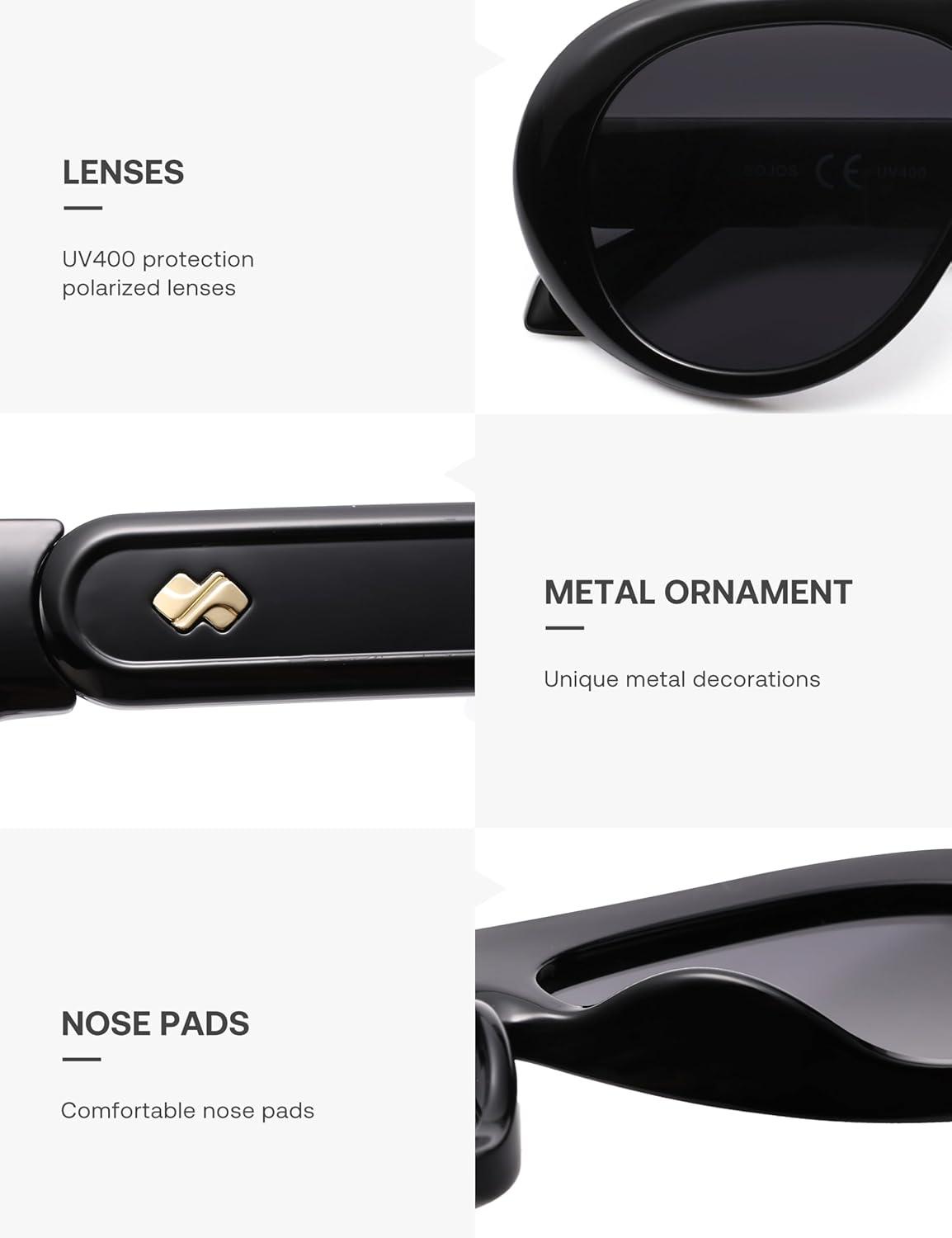 imageSOJOS Trendy Oversized Polarized Aviator Sunglasses Womens Men Retro Vintage 70s Style UV Protection Sun Glasses SJ2390BlackGrey