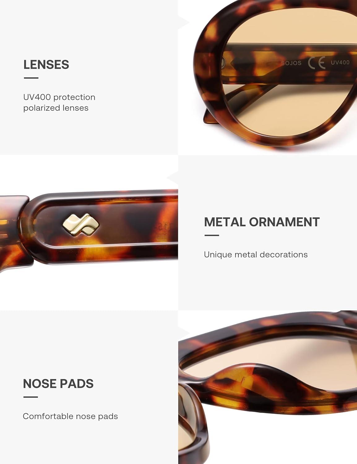 imageSOJOS Trendy Oversized Polarized Aviator Sunglasses Womens Men Retro Vintage 70s Style UV Protection Sun Glasses SJ2390Brown TortoiseLight Brown