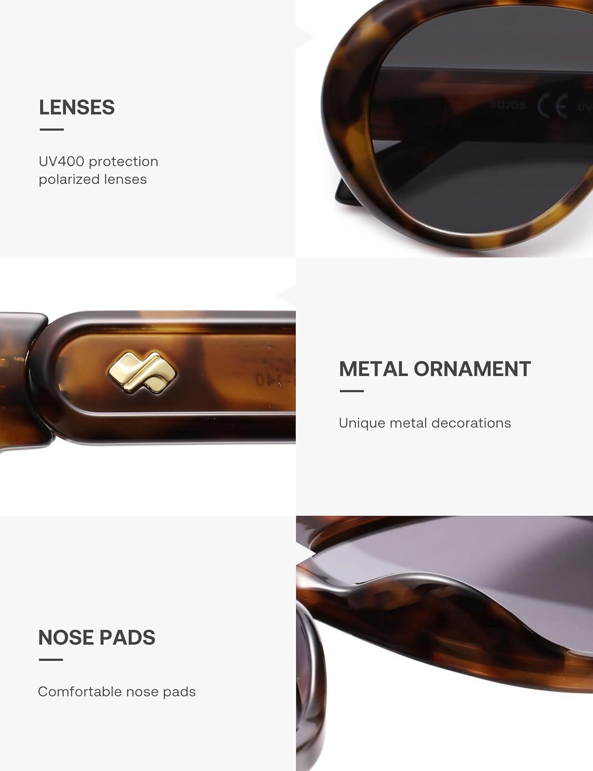 imageSOJOS Trendy Oversized Polarized Aviator Sunglasses Womens Men Retro Vintage 70s Style UV Protection Sun Glasses SJ2390Dark TortoiseGrey