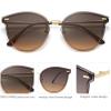 imageSOJOS Classic Rimless Round Sunglasses for Women Diamond Cutting Lens Trendy Oversized Sun Glasses Gold Frame Gradient Brown lens SJ1153
